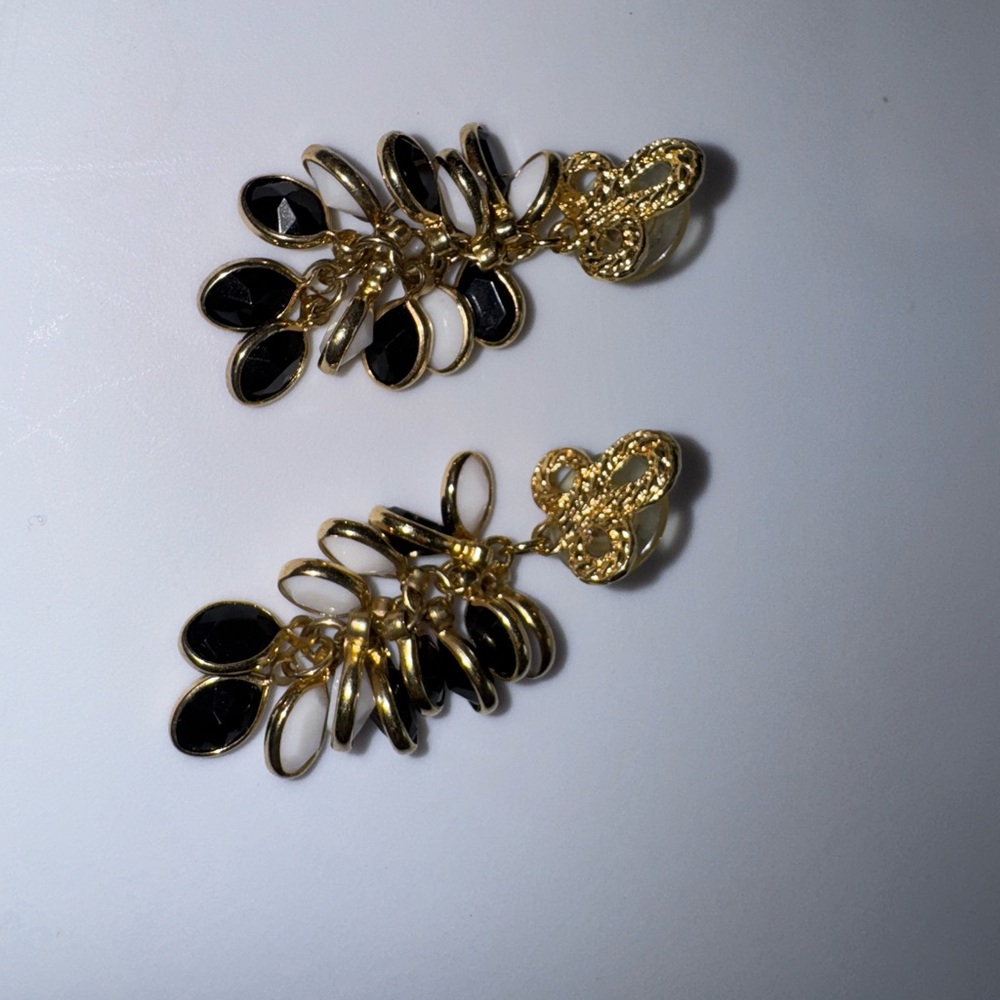 Elegant Black and Gold Drop Earrings
